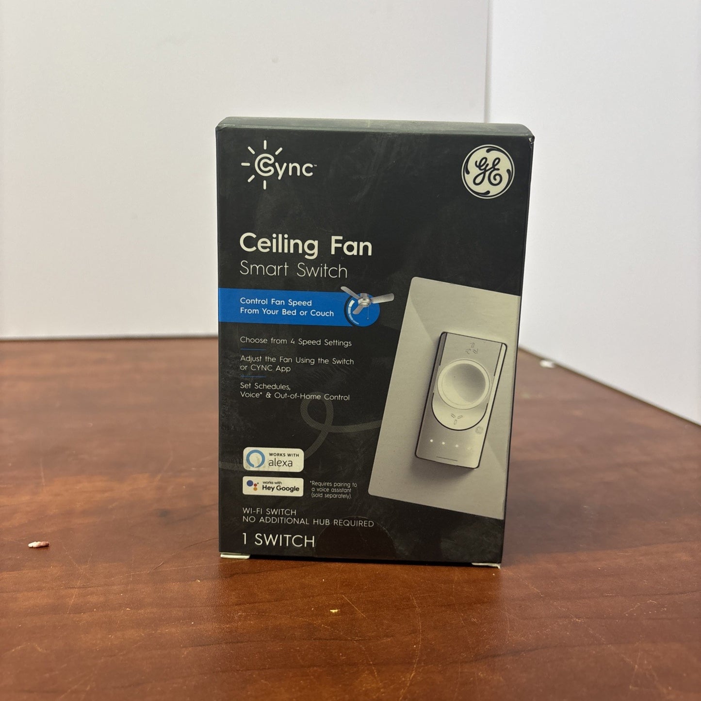 GE Cync Alexa Google Wi-Fi Smart Ceiling Fan Switch Neutral Wire - White