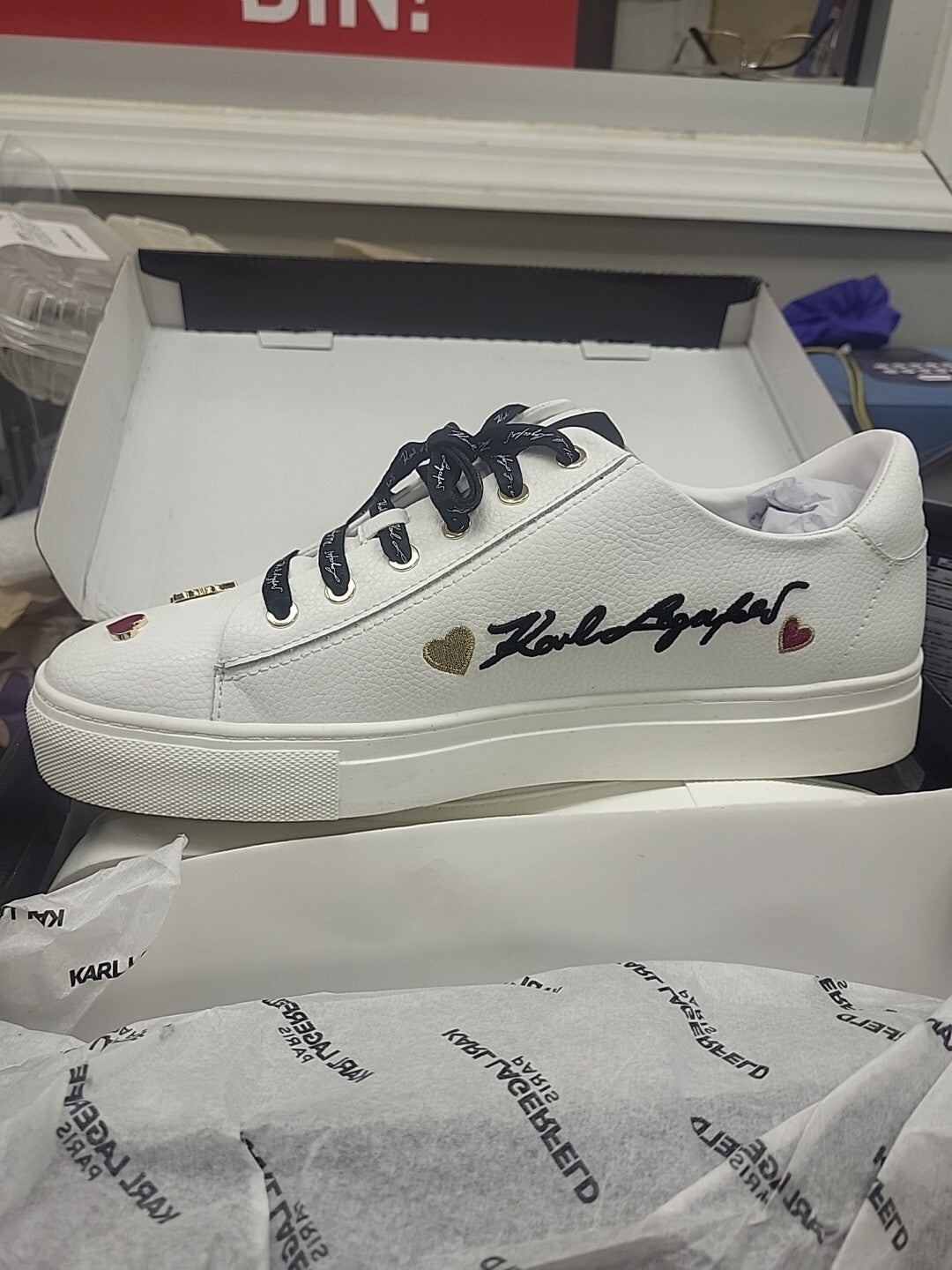 (Size 11 Karl Lagerfeld Paris Cate Pins Lace Up Fashion Sneakers