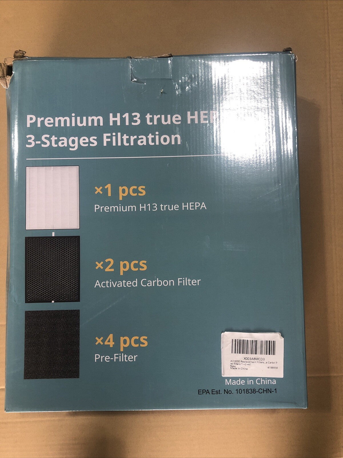 Linniw H13 True HEPA Replacement Filter Compatible With 4-in-1 Home Air Purifiers AD 3000, AD3000M, AD3000pro