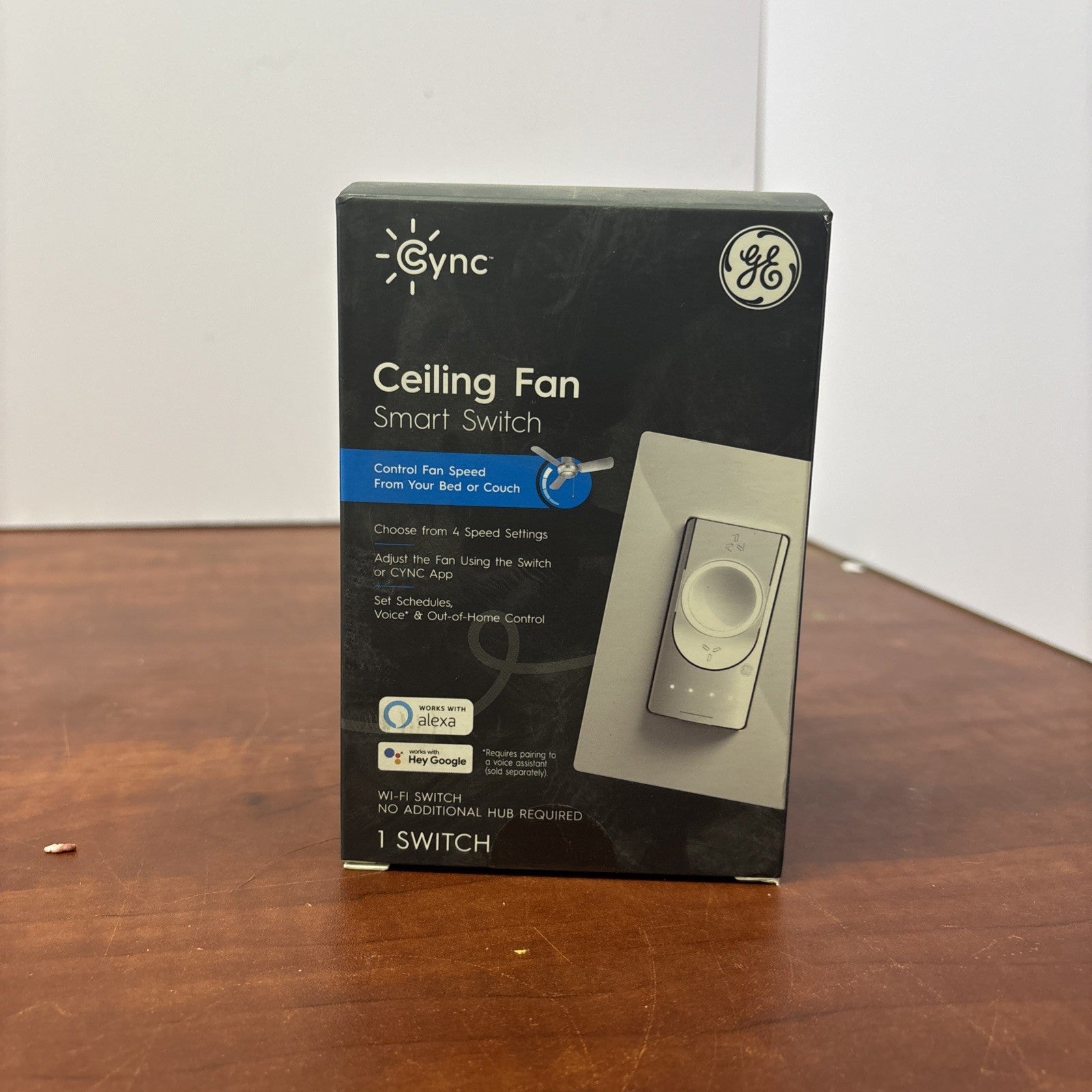 GE Cync Alexa Google Wi-Fi Smart Ceiling Fan Switch Neutral Wire - White