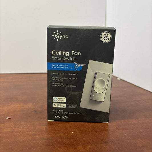 GE Cync Alexa Google Wi-Fi Smart Ceiling Fan Switch Neutral Wire - White