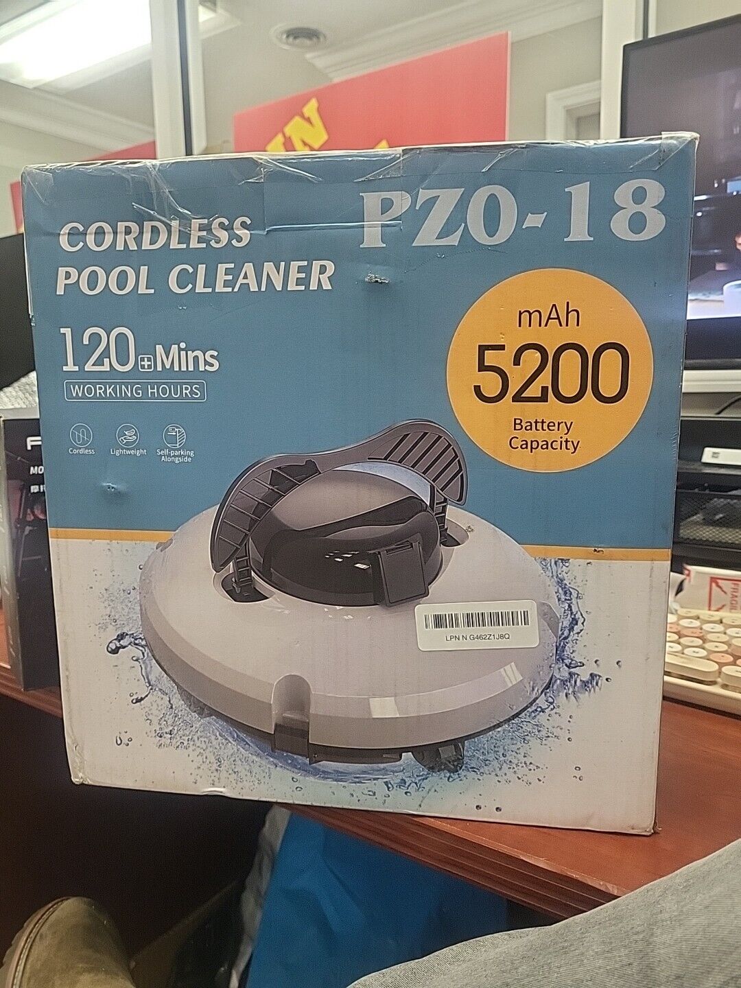 Cordless Pool Cleaner PZO-18 Dual Motor Strong Suction 120 Min Runtime 1000 Sqft