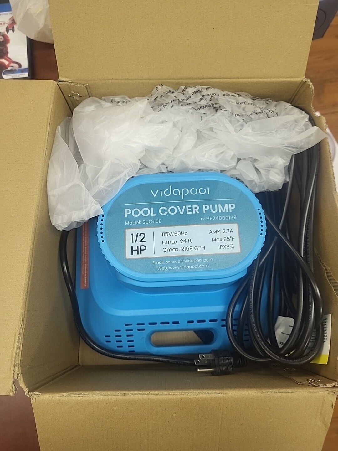 Vidapool Pool Cover Pump Automatic On Off1/2 HP Submersible Water Pump 25ft cord