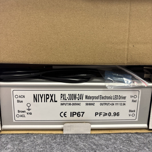 NIYIPXL LED Driver 300 Watts 24V DC Transformer Waterproof IP67 D30