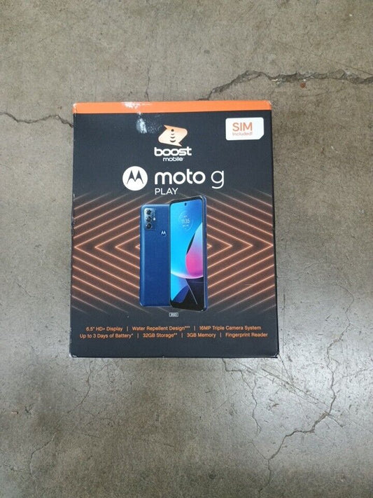 New & Sealed - Boost Mobile Motorola G Play 2023, 32GB Blue - Prepaid Smartphone