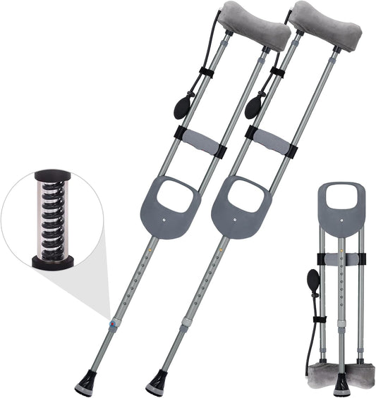 Trondiver Foldable Shock Absorbing Crutches For Adults With Inflatable Armpit Support