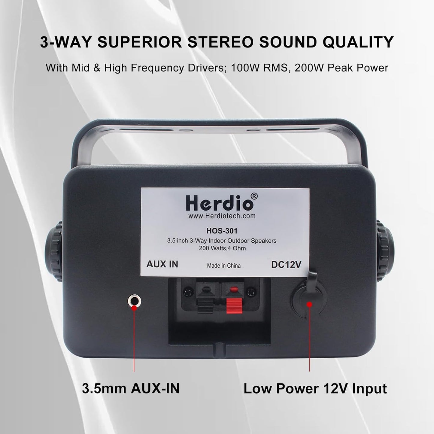 Herdio Bluetooth Indoor or Outdoor Speakers 200 Watts