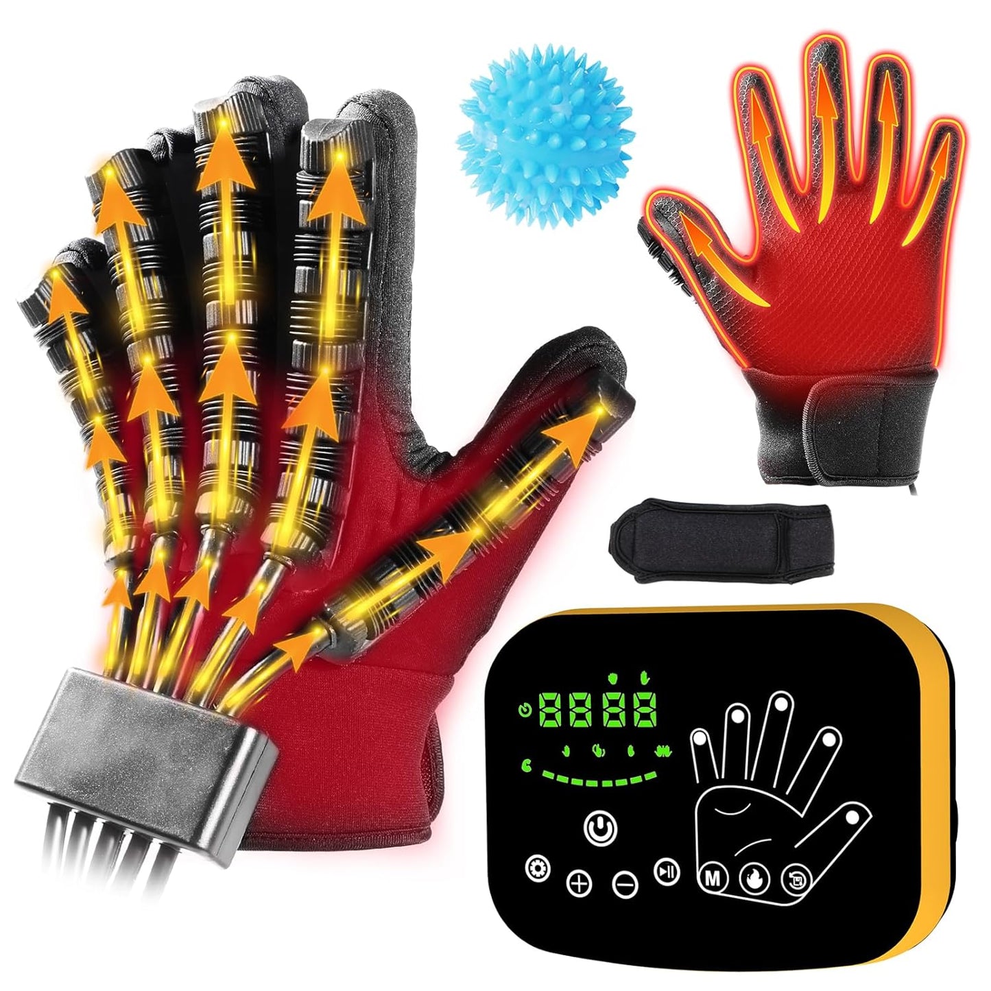 MZU Heated Rehabilitation Glove for Stroke, Finger and Hand Function Rehab Equipment, Cerebral Palsy Finger Heated Robot Glove for Hemiplegia Treatment Hand Recovery.