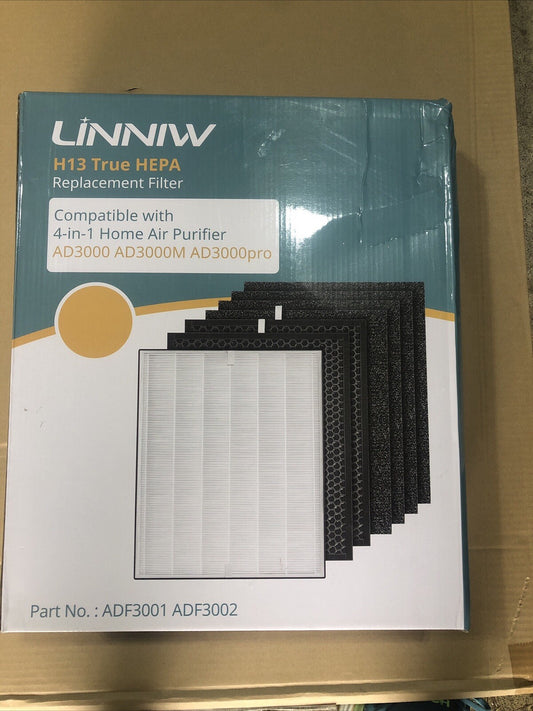 Linniw H13 True HEPA Replacement Filter Compatible With 4-in-1 Home Air Purifiers AD 3000, AD3000M, AD3000pro